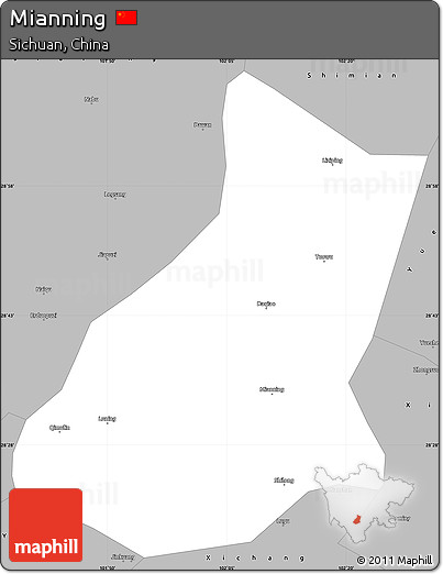 Gray Simple Map of Mianning