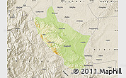 Physical Map of Muchuan, shaded relief outside