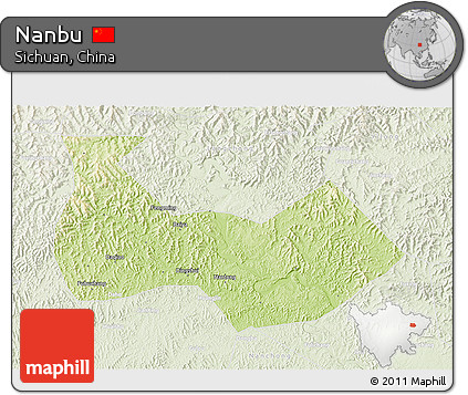 Physical 3D Map of Nanbu, lighten