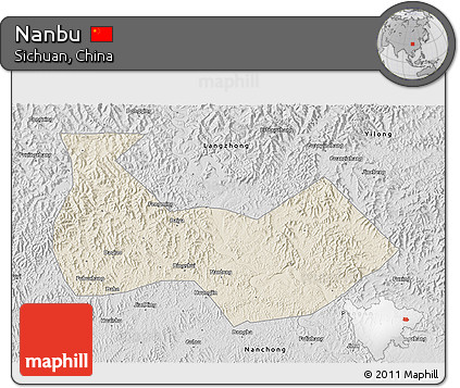Shaded Relief 3D Map of Nanbu, desaturated