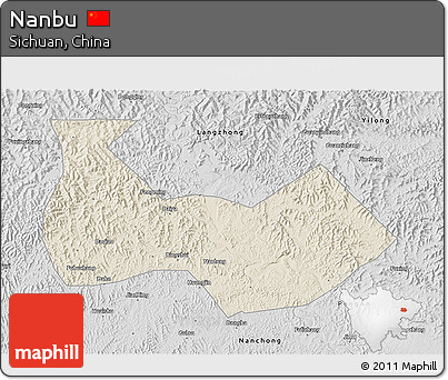 Shaded Relief 3D Map of Nanbu, desaturated