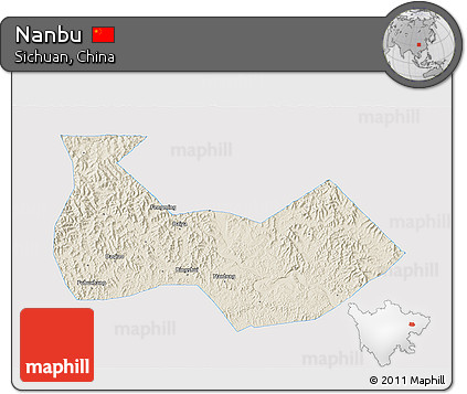 Shaded Relief 3D Map of Nanbu, single color outside