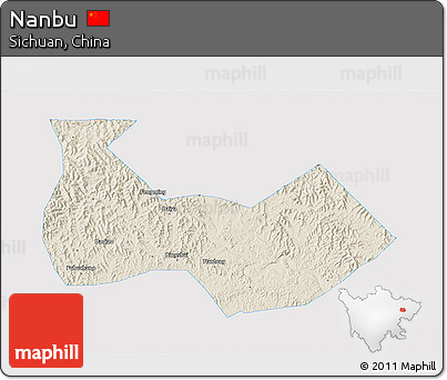 Shaded Relief 3D Map of Nanbu, single color outside