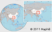 Gray Location Map of Nanbu, highlighted country, within the entire country
