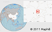 Gray Location Map of Nanbu, highlighted country, hill shading