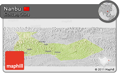 Physical Panoramic Map of Nanbu, lighten, desaturated