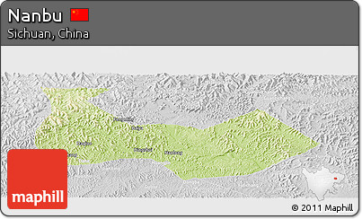 Physical Panoramic Map of Nanbu, lighten, desaturated