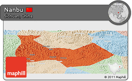 Political Panoramic Map of Nanbu, lighten