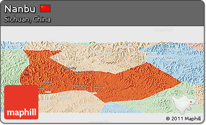 Political Panoramic Map of Nanbu, lighten