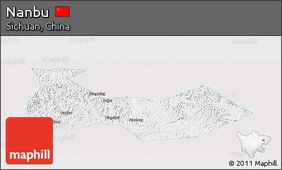 Silver Style Panoramic Map of Nanbu, single color outside