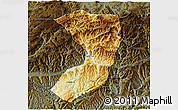 Physical 3D Map of Nanjiang, darken