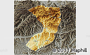 Physical 3D Map of Nanjiang, darken, semi-desaturated