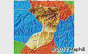 Physical 3D Map of Nanjiang, political outside
