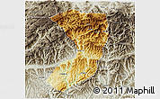 Physical 3D Map of Nanjiang, semi-desaturated