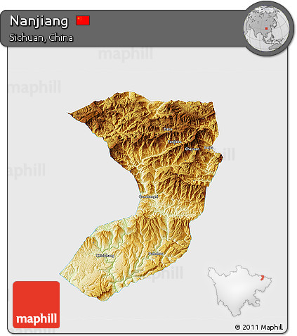 Physical 3D Map of Nanjiang, single color outside
