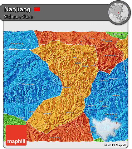 Political 3D Map of Nanjiang