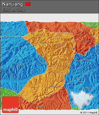 Political 3D Map of Nanjiang