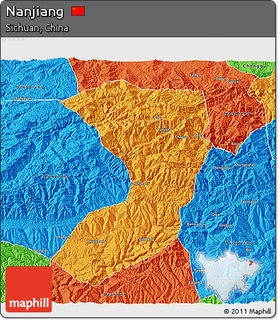 Political 3D Map of Nanjiang
