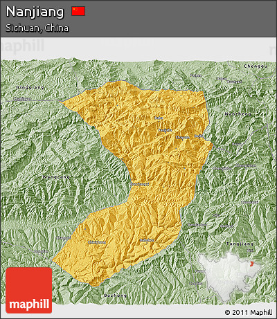 Savanna Style 3D Map of Nanjiang