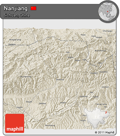 Shaded Relief 3D Map of Nanjiang