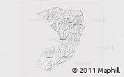 Silver Style 3D Map of Nanjiang, single color outside