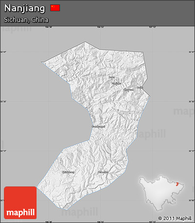 Gray Map of Nanjiang, single color outside