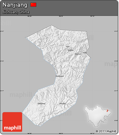 Gray Map of Nanjiang, single color outside