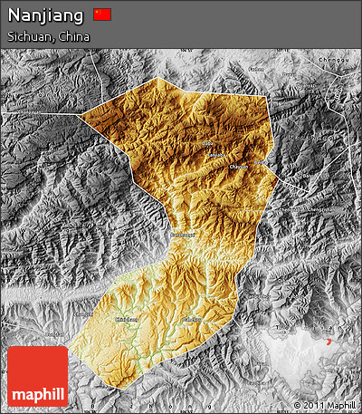 Physical Map of Nanjiang, desaturated