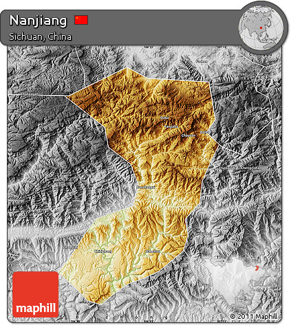 Physical Map of Nanjiang, desaturated