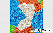 Shaded Relief Map of Nanjiang, political outside