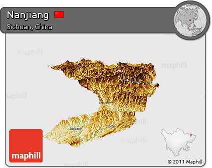 Physical Panoramic Map of Nanjiang, cropped outside