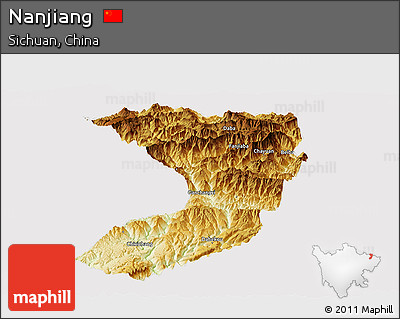 Physical Panoramic Map of Nanjiang, cropped outside