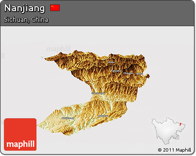 Physical Panoramic Map of Nanjiang, cropped outside