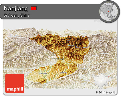 Physical Panoramic Map of Nanjiang, lighten