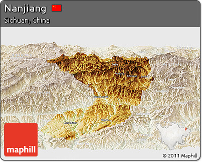 Physical Panoramic Map of Nanjiang, lighten