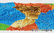 Physical Panoramic Map of Nanjiang, political outside