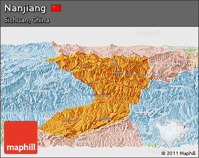 Political Panoramic Map of Nanjiang, lighten