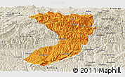 Political Panoramic Map of Nanjiang, shaded relief outside