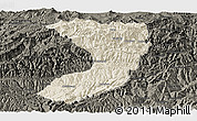 Shaded Relief Panoramic Map of Nanjiang, darken