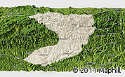 Shaded Relief Panoramic Map of Nanjiang, satellite outside