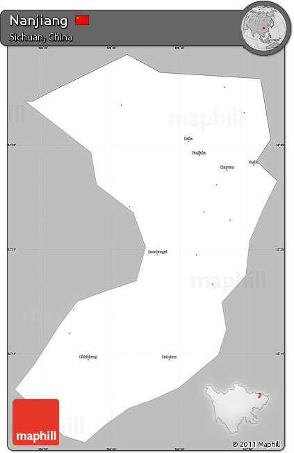 Gray Simple Map of Nanjiang, single color outside