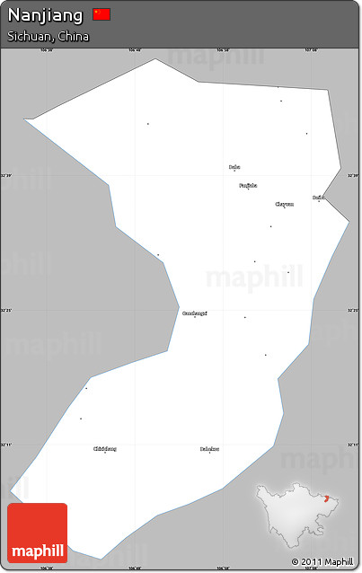 Gray Simple Map of Nanjiang, single color outside