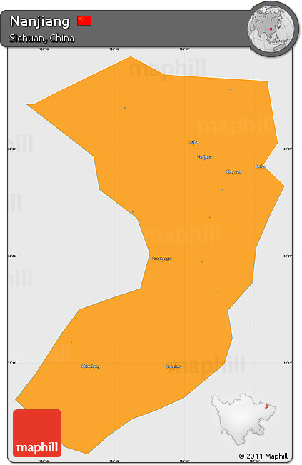 Political Simple Map of Nanjiang, single color outside