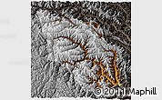 Physical 3D Map of Nanping, darken, semi-desaturated