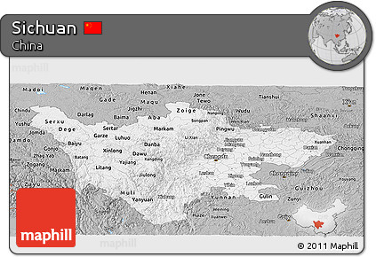Gray Panoramic Map of Sichuan
