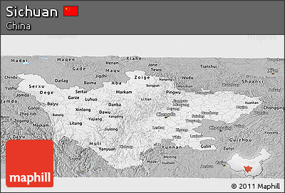Gray Panoramic Map of Sichuan