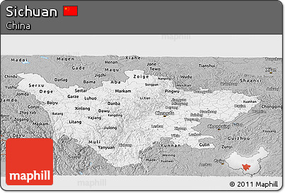Gray Panoramic Map of Sichuan