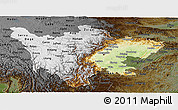Physical Panoramic Map of Sichuan, darken
