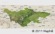 Satellite Panoramic Map of Sichuan, shaded relief outside
