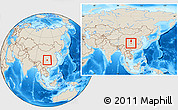 Shaded Relief Location Map of Peng An, within the entire country